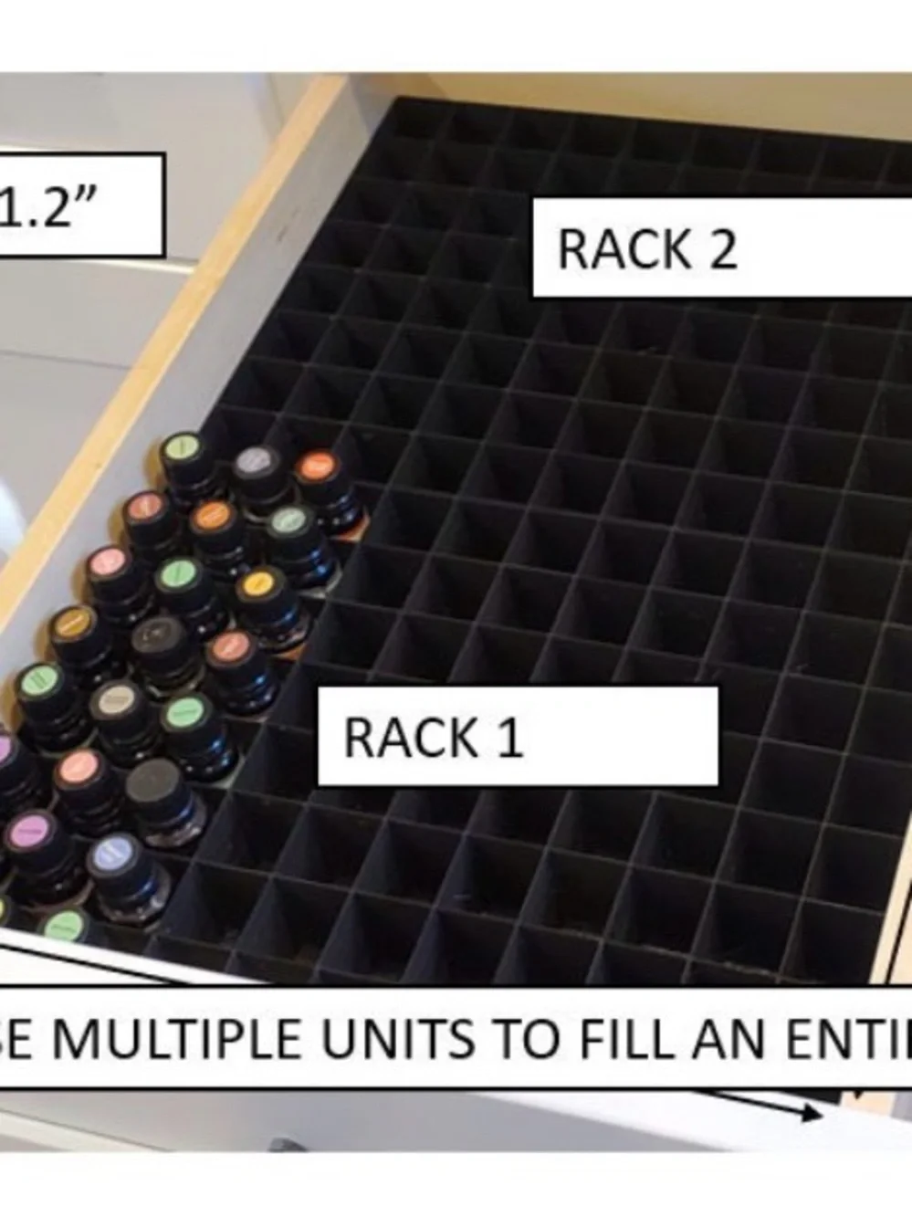 Black Essential Oil Bottle Storage Grid Organizer - room for 80 bottles